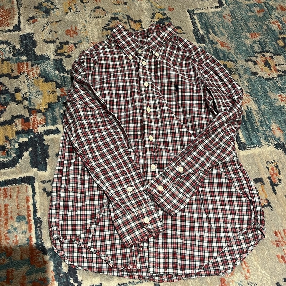 EUC Ralph Lauren Boys M (10/12) Button-Down, red plaid.